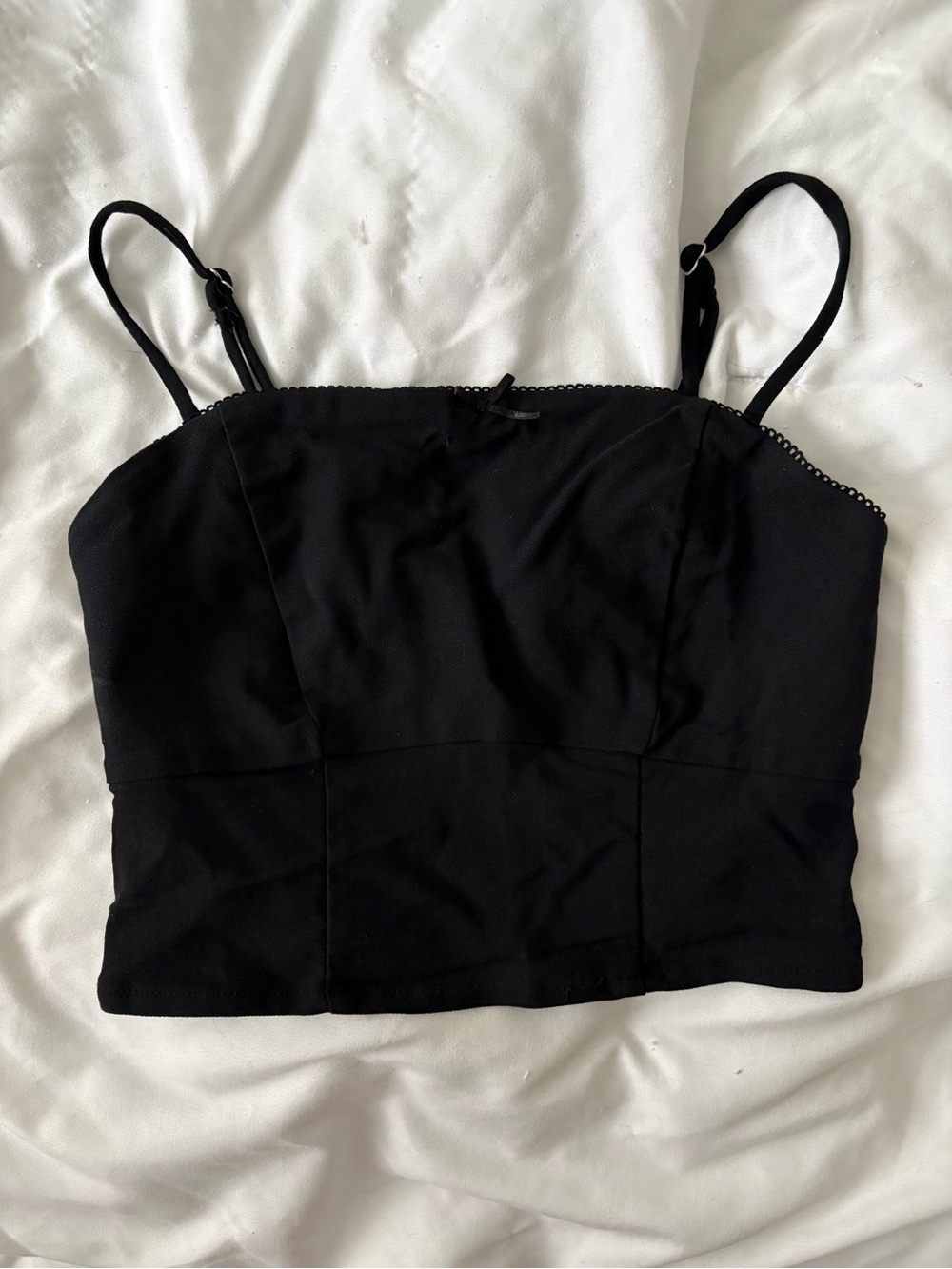 Wild Fable XS Black Bow Woven Cropped Tank Top Women’s